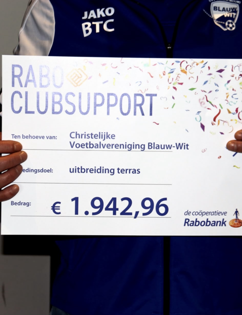 Prachtig bedrag Rabo Clubsupport!